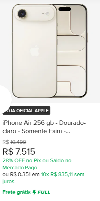 IPHONE AIR 256GB, IPHONE AIR DOURADO CLARO