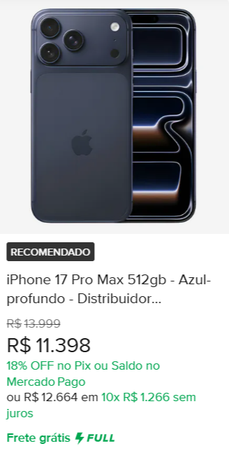 IPHONE 17 PRO MAX 512GB, IPHONE 17 PRO MAX AZUL PROFUNDO