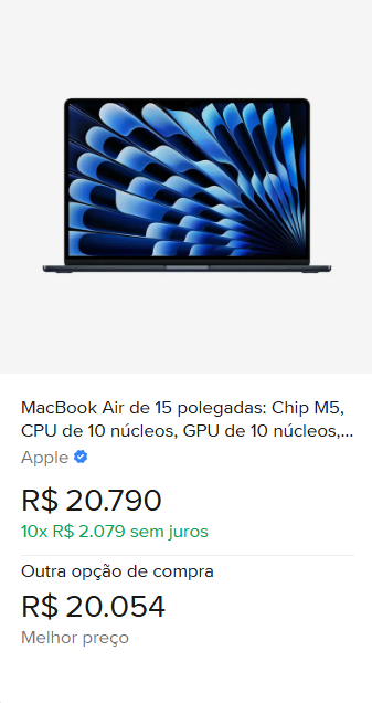 MACBOOK AIR 15 POLEGADAS CHIP M5 CPU