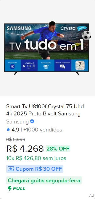 TV SMART, TV SAMSUNG 75,